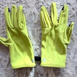 Lululemon Neon Yellow Dotted Tech Running Gloves, size small